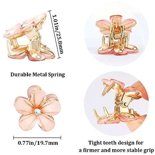 Eliongpu 20Pcs Mini Flower Hair Clips Crystal Spring Claw Clips Small Flower Hair Claw Clips for Girls Women Cute Hair Barrettes Colorful Hair Accessories for Kid Teen