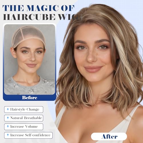 HAIRCUBE Glueless Lace Front Wig 16" Blonde Wavy