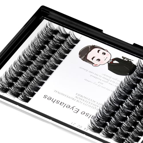 Bodermincer 84 Clusters D Curl Wide Cluster False Eyelash Volume Lashes Natural Eyelashes Set DIY Eyelash Extension 3D Effect Glue Bonded Band Individual Lash Home Eyelash Extension (12MM)