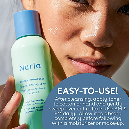 Nuria - Rescue Skin Toner for Face Pore Minimizer, Tea Tree Toner with Pure Witch Hazel Extract, Horsetail and Rosemary, 180mL/6.1 fl oz