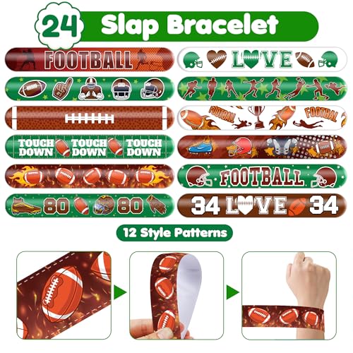 72PCS Football Party Set - 48PCS Temporary Tattoos & 24PCS Slap Bracelets - Sports-Themed Birthday Supplies, Baby Shower Gifts, Classroom Rewards & Party Decor for Kids (Boys & Girls)