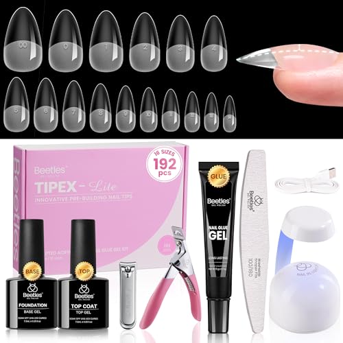 Beetles Tipex Lite Apex Nail Tips Kit, 192pcs with UV Lamp