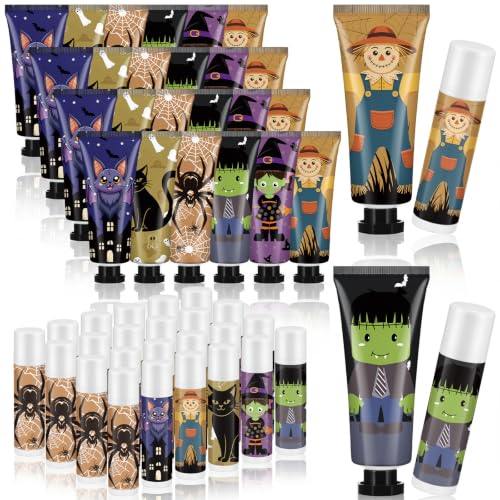 Dansib 24-Pack Halloween Hand Cream & Lip Balm Gift Set for Women - Fun Seasonal Scents