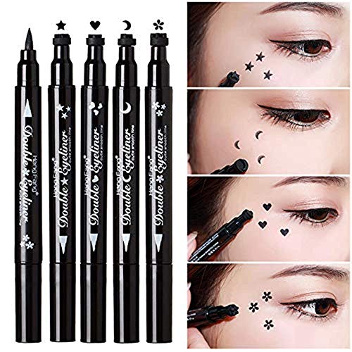 Double-headed Eyeliner Stamp Winged,Waterproof and Smudge proof 4 Pens Eyeliner Stamp. Perfect Wing Cat Eye Stamp, Long Lasting Liquid Eye Liner, Hypoallergenic and Easy to Use