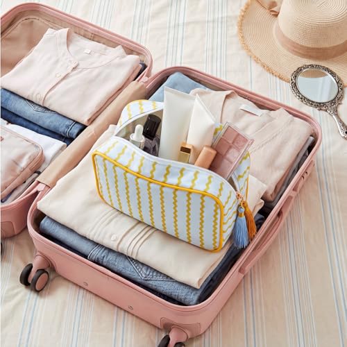 Kacctyen 6 Pack Striped Makeup Bags - Travel Cosmetic Pouches