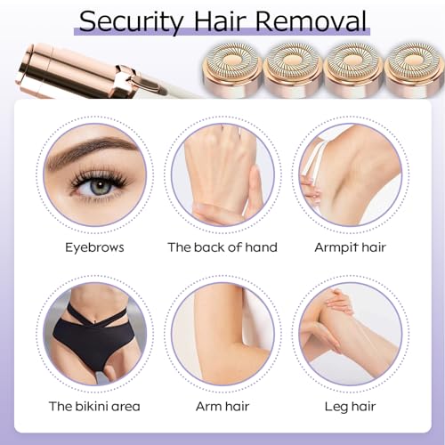 4 Pack Replacement Heads for Flawless Gen 2 Facial Hair Remover - Hypoallergenic, Dual-Head Design, Includes Cleansing Brush