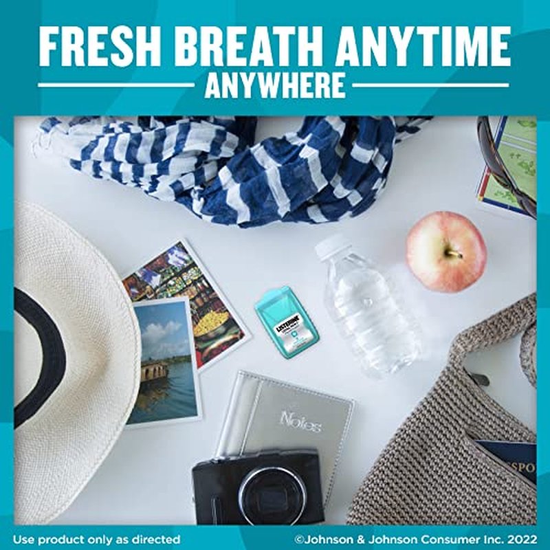 Listerine Cool Mint PocketPaks Portable Breath Strips for Bad Breath, Fresh Breath Strips Dissolve Instantly to Kill 99% of Bad Breath Germs* On-The-Go, Cool Mint, 12 Pack