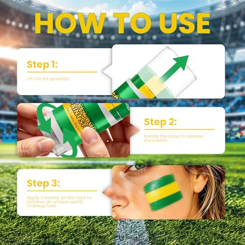 2PCS 3-in-1 Face Paint Sticks - Sweat-Proof Sports & Events