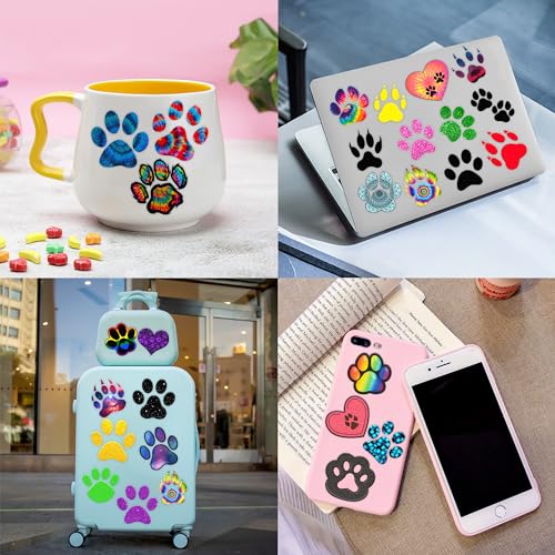 96 Pcs Cat Dog Paw Print Temporary Tattoos for Kids