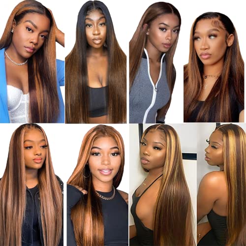 Biliisyff P4/613 Ombre Highlight Brown Straight Hair Bundles 22-26 Inch