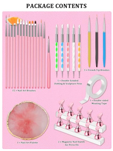 YOOVR Nail Art Design Tools Set with Nail Stand & Brushes