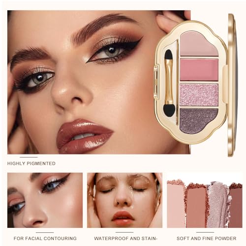 4-Color Cool Neutral Eyeshadow Palette Matte & Shimmer