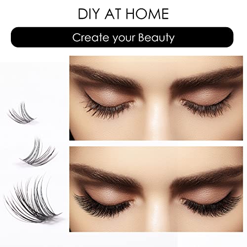 Lash Clusters 280pcs 60D 80D DIY Thick Eyelash Extension D Curl 10-16mm Length Mixed Individual Lashes Volume Wispy Cluster Lashes Faux Mink Lashes Cluster Extension（60D+80D-0.07D）