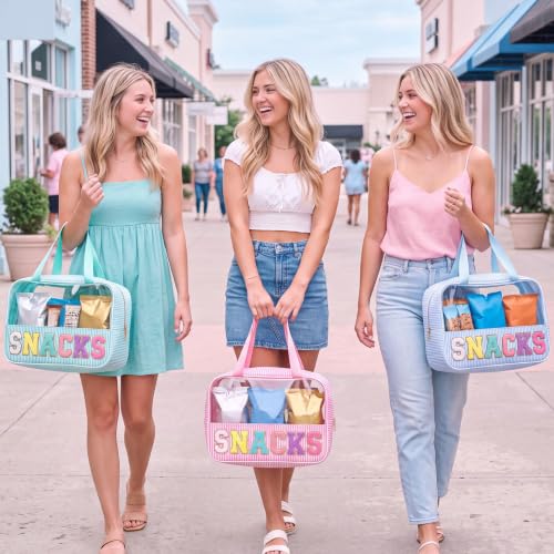 Seersucker Makeup Bag with Chenille Letters, 3-Pack Travel Organizer