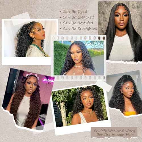 12A Water Wave Human Hair Bundles Wet And Wavy Bundles Human Hair 100% Unprocessed Brazilian Remy Water Wave Curly Bundle Extensions Natural Black Color 18 20 22 Inch