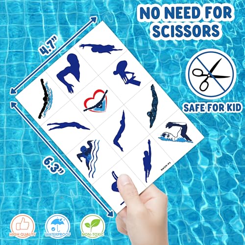 96 PCS Swimming Temporary Tattoos - Pool Party Favors