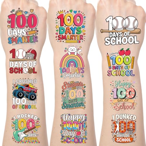 100 Days of School Temporary Tattoos - 200+ Stickers
