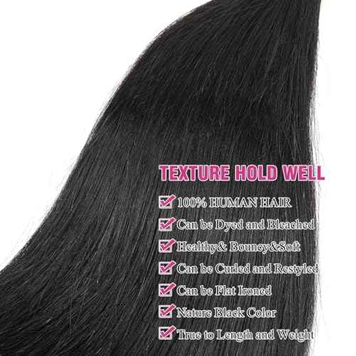 Human Hair Bundles Brazilian Straight Human Hair Bundles 100% Unprocessed Virgin Straight Bundles Quick Weave Raw 3 Bundles 20 22 24inch Deals Natural Black