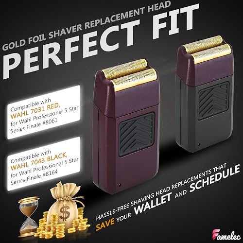 2 Pack for Wahl Shaver Foil Replacement Professional 5 Star Series Finale Shaver, Fit for Foil Cutter Bar Assembly Gold Super Close Shaving Models 7031-100 7043-100 7031-200