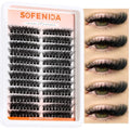 Lash Clusters 80D Cluster Eyelash Extensions 8-16mm Cat Eye Wispy Eyelash Clusters 12 Pairs D Curvature Eyelash Clusters Left & Right Diy Lash Extension at Home