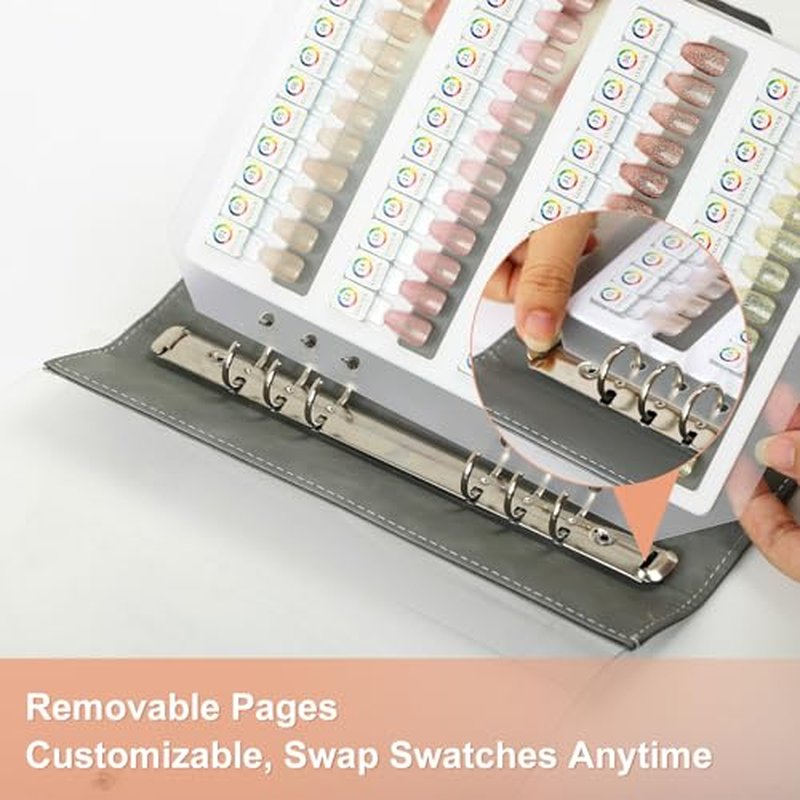 48 Magnetic Nail Swatch Book,Leather Nail Color Display Book with 48 Magnetic Tips & Number Labels,Professional Nail Salon Color Display Book for Easy Preview & Storage
