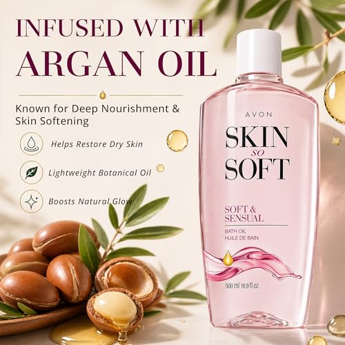 Moisturizing Body Oil with Argan - 16.9 oz Soft & Sensual Bath Oil