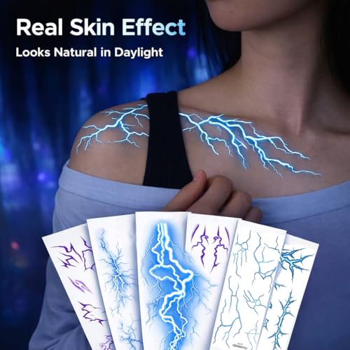 UV Glow Lightning Temporary Tattoos | Blacklight Activated