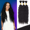 QXRM 1b Human Braiding Hair 22 Inch Deep Wave Bundle for Boho Braids