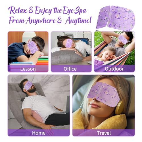 Steam Eye Mask 12 Packs, Lavender Self Heating Eye Mask, SPA Warm Eye Mask, Disposable Heated Sleep Eye Mask for Dry Eyes, Dark Circles, Puffy Eyes, Puffiness, Relief Stress Eye Fatigue, Migraine