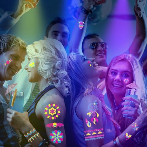 Glow in Dark Temporary Tattoos 170 PCS UV Blacklight Party