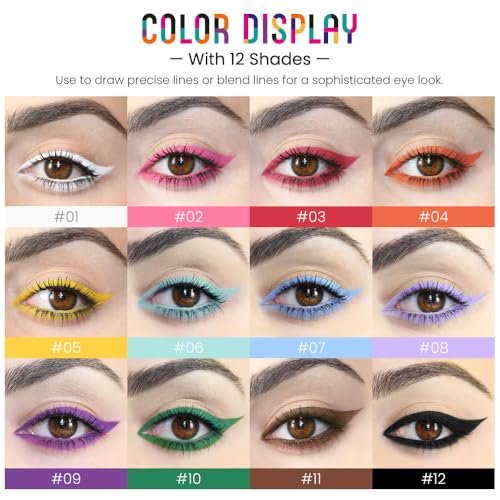 12-Color Matte Gel Eyeliner Pencil Set - Waterproof & Smudge-Proof