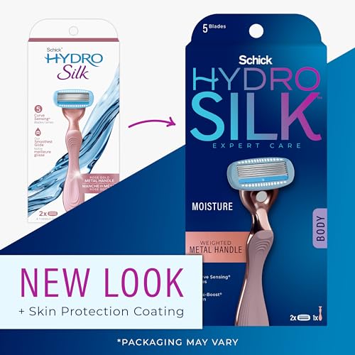 Schick Hydro Silk Rose Gold Metal Razor for Women | Womens Razors, 5-Blade Razors for Women, Includes 1 Womens Razor Handle & 2 Refills
