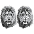 2 Sheets Realistic Animal Temporary Tattoos Stickers Sketch Lifelike Lion Roar Designs For Men Waterproof Arm Leg Fake Body Art, Gym & Parties Bold Masculine Decals