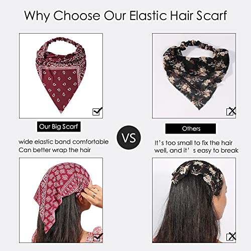 Vercret 6-Pack Hair Scarves Headbands with Clips