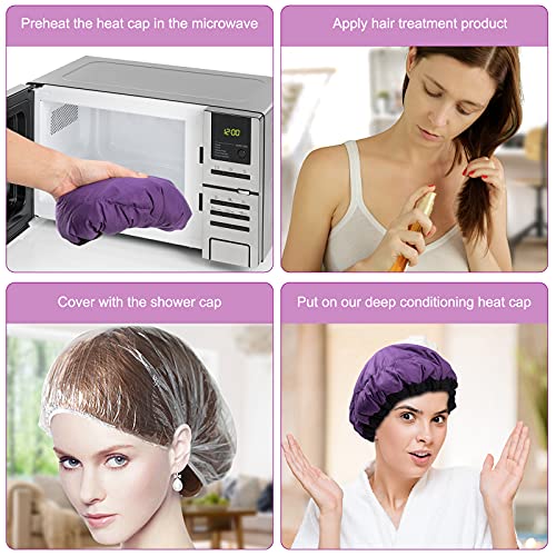 Microwavable Deep Conditioning Heat Cap for Hair Therapy - Purple
