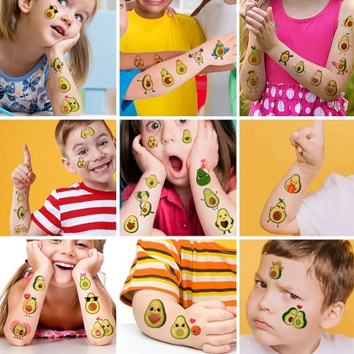 12 Sheets Avocado Temporary Tattoos Stickers Avocado Birthday Party Supplies Decorations Cute Fruit Face Fake Tattoos Party Favors Goodie Bag Fillers Party Gifts Games School Classroom Rewards