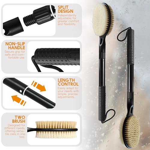 Extendable Dual-Sided Shower Back Scrubber with Long Handle 17.52–25.6" BTideas