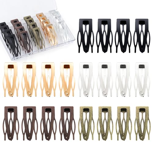 Obeoby 20Pcs Metal Snap Hair Clips for Women & Girls, 5 Matte Colors, Small Barrettes