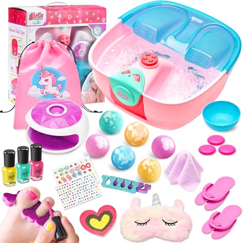 Kids Spa Day Kit - Foot Spa, Nail Dryer, Bath Bombs & Accessories