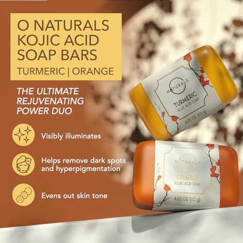 Kojic Acid Soap, Turmeric Soap Bar & Orange, Kojic Acid Soap for Hyper-pigmentation, Helps Reduce Dark Spot, Japanese Kojic Soap, Kojic Acid and Turmeric Soap, Hyaluronic Acid & Retinol (2 Pack)