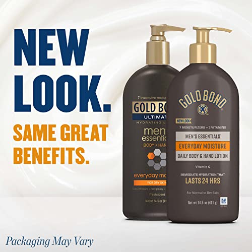 Gold Bond Men's Essentials Everyday Moisture Daily Body & Hand Lotion, 14.5 oz., With Vitamin C