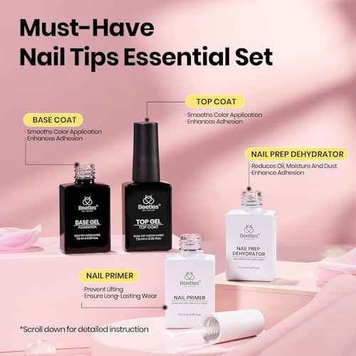 Beetles Tipex Pre-Building Instant Apex Nail Tips Kit ? Coffin Medium, 224PCS in 16 Sizes | Pre-Etched, Thick Full Cover Acrylic Tips with Nail Glue, Dehydrator, Primer, Base & Top Coat, Mini UV Lamp