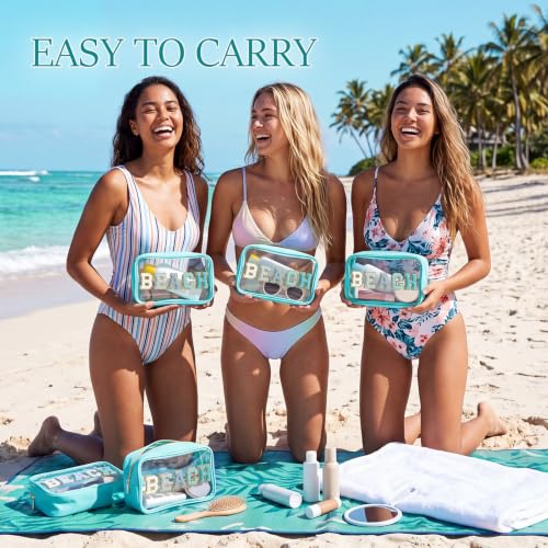 Clear Beach Makeup Bags 6-Pc Set with Chenille Letters