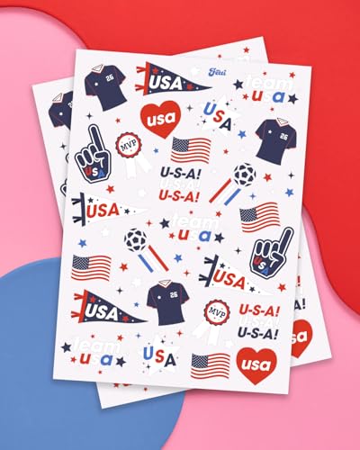 Soccer USA Temporary Tattoos - 2 Sheets, Patriotic