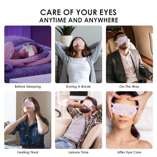 Ditoi Steam Eye Masks, Rich Hyaluronic Acid Heated Lavender Eye Mask, Disposable SPA Sleep Eyes Mask, Relieving Dry Eyes, Dark Circles and Puffiness, 10 Packs