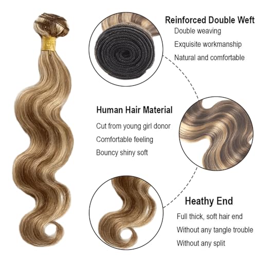32 Inch Body Wave Hair Bundle - Ombre Brown Blonde