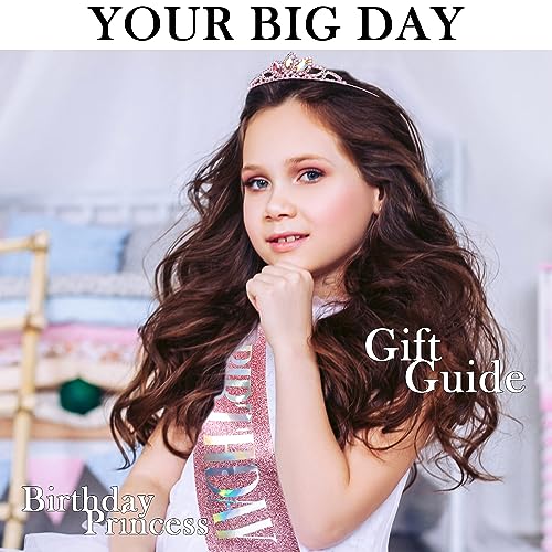 Pink Birthday Tiara Crown with Rhinestone & Sash Set