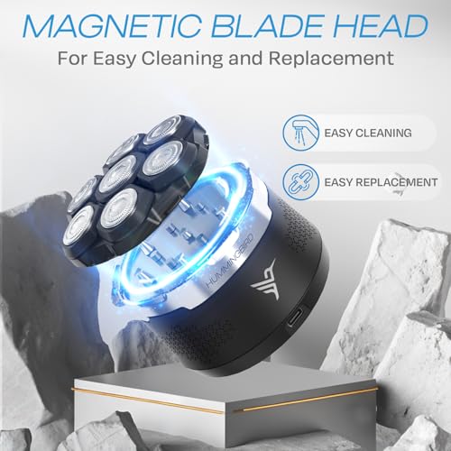 HUMMINGBIRD MK13 Premium Head Shaver, 7 Blade Electric Razors for Men, Cordless USB-C Rechargeable Wet & Dry Electric Head Shavers for Bald Men, Waterproof Skull Shaver, LED Display, Travel Case