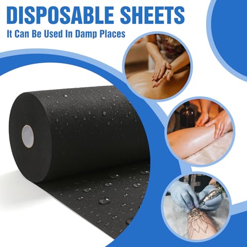 Disposable Bed Sheets 31" x 71" Massage Table Covers Non Woven Fabric Massage Bed Sheets Breathable Bed Cover for Spa Massage Beauty Tattoos Waxing Table (Black-50Pcs)