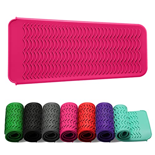 Heat Resistant Silicone Curling & Flat Iron Travel Case & Cooling Pad - Hot Pink 1 Pack